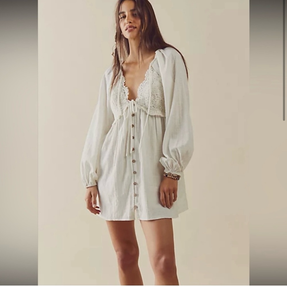 Free People Ivory Long Sleeve Dress